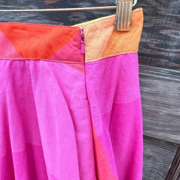 Liz Claiborne Vintage Cotton Oversized Plaid Gypsy Skirt, Pink Orange Yellow | M - Picture 2 of 8